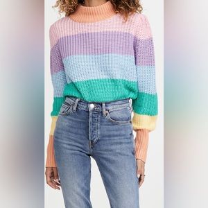 Rainbow-striped English Factory sweater, size L
